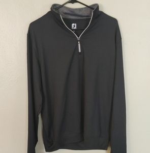 FootJoy Men Medium Black Quarter Zip Pullover Sweater Jacket Golf Silver.